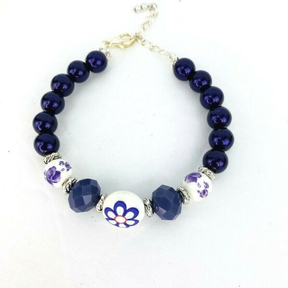 Bracelet Purple Flower Swarovski Crystal Sparkle